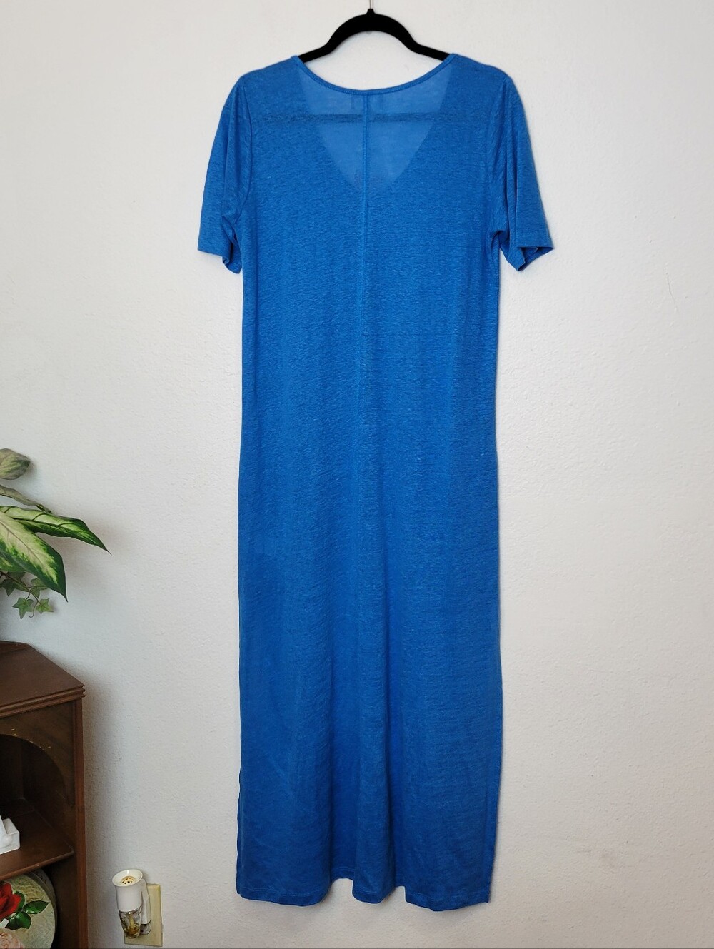 🚨NEW PURE COLLECTION Luxury Linen Maxi Dress In Marine Blue Summer Beach Sz 4 - Picture 6 of 8